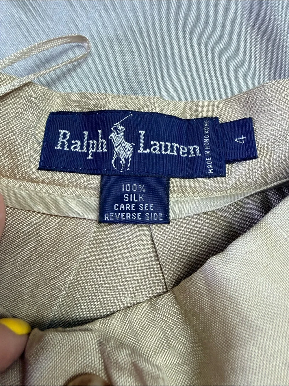 Ralph Lauren Blue Label VTG Y2K 100% Silk Maxi Skirt 4 Beige Old Money Classic - Picture 9 of 12